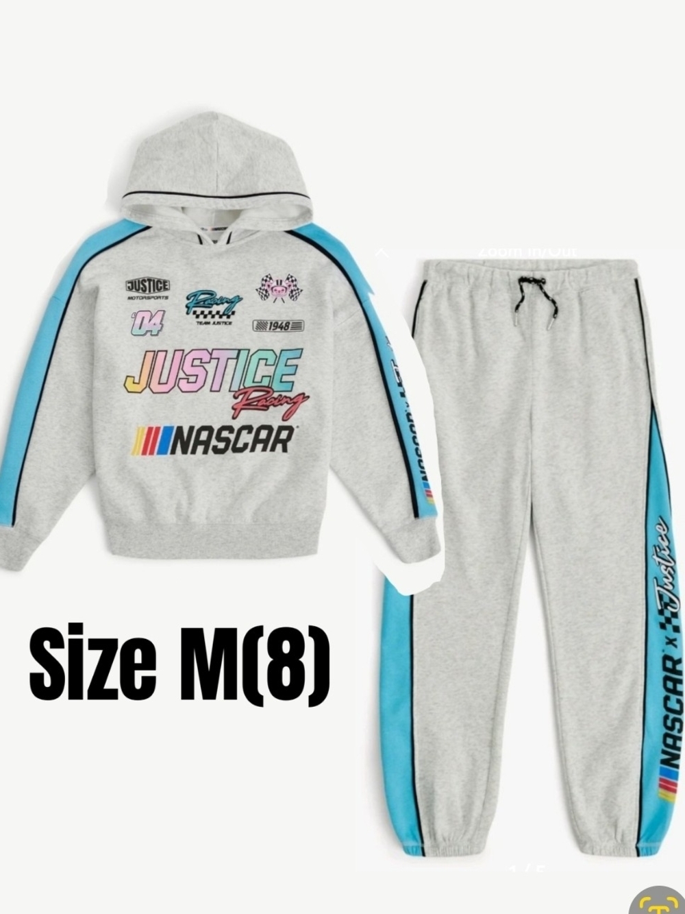 Justice Gray & Blue NASCAR Track Sweatpants - Kids